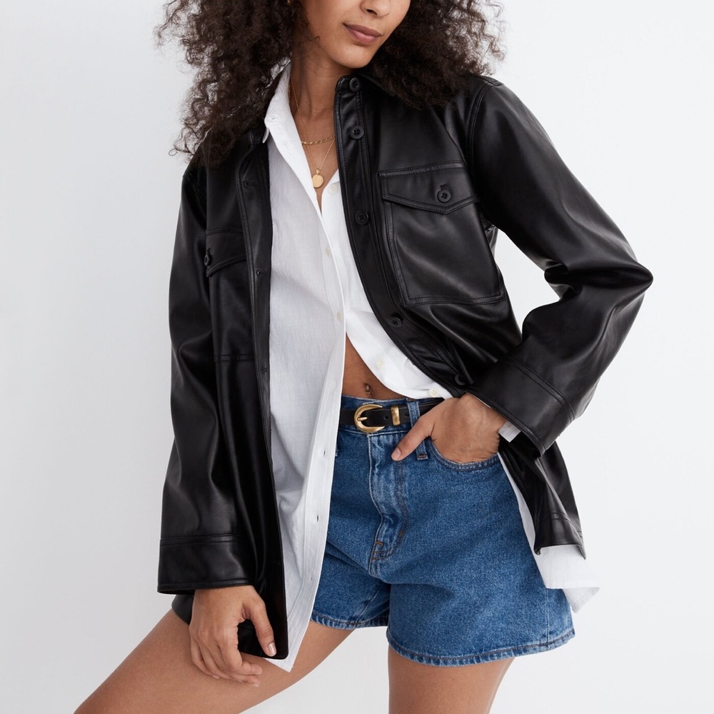 Madewell Faux Leather Oversized Shirt-Jacket